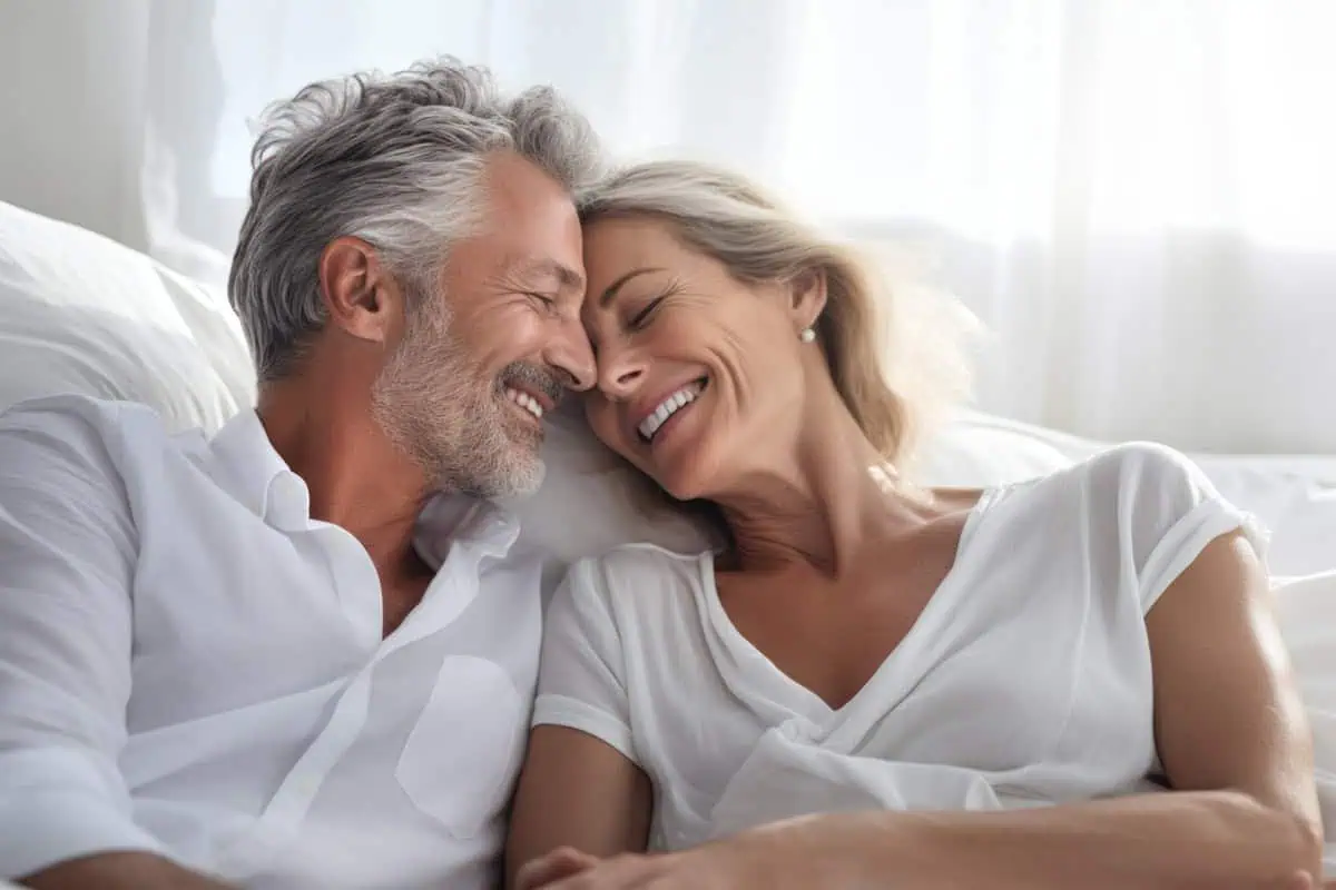 Couple smiling together, representing hormone restoration