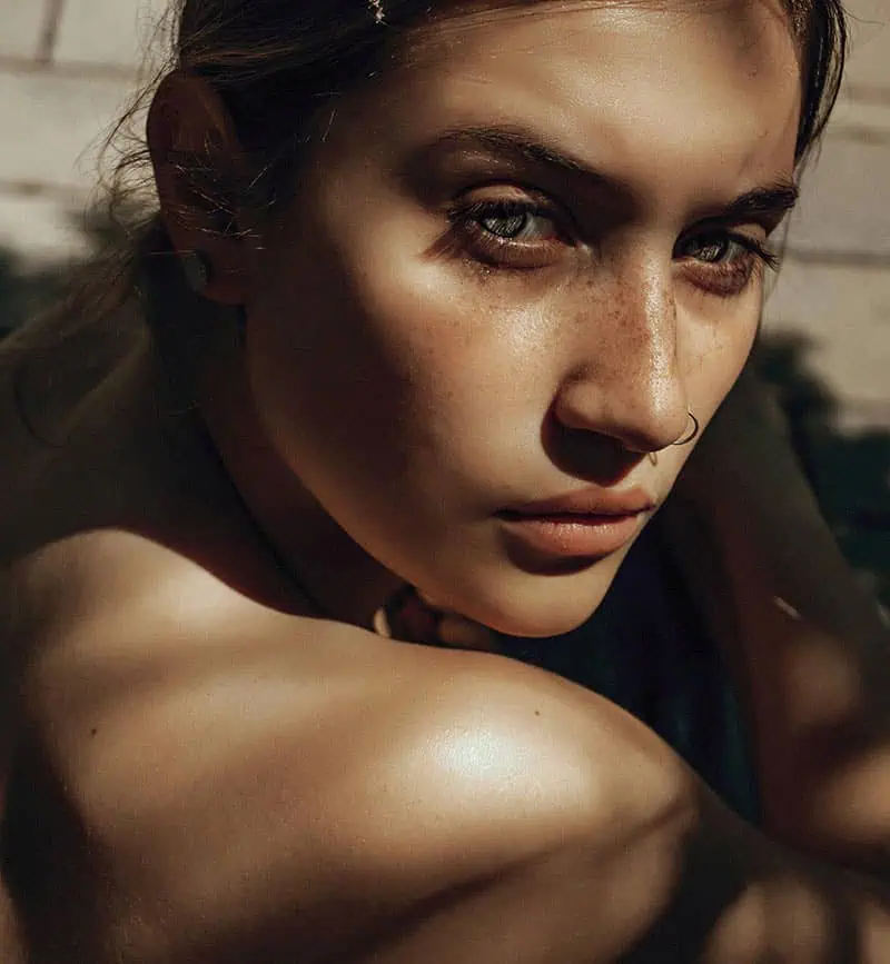 Woman with glowing skin after an aesthetic treatment